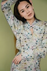 Viskose Popeline bunter Eukalyptus - creme