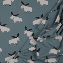 Baumwolljersey Elche - jeansblau