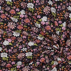 French Terry Blumen - dunkelblau