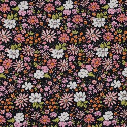 French Terry Blumen - dunkelblau