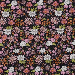 French Terry Blumen - dunkelblau