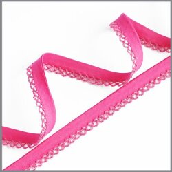 Schrägband mit Häkelspitze - pink