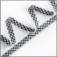 Vichy Schrägband mit Häkelspitze - weiß/schwarz