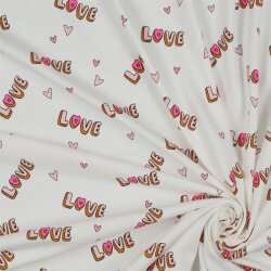Baumwolljersey Neon Love - weiß