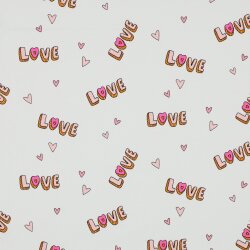 Baumwolljersey Neon Love - weiß