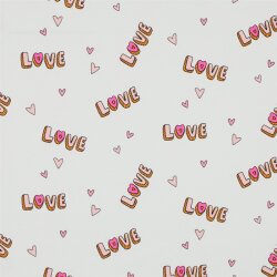 Baumwolljersey Neon Love - weiß