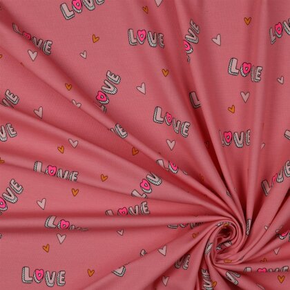 Baumwolljersey Neon Love - pink
