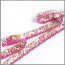 Schrägband mit Häkelspitze - Blumen weiß/pink