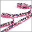 Schrägband mit Häkelspitze - Blumen schwarz/pink