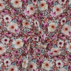 Baumwollpopeline Digital Blumen - malve