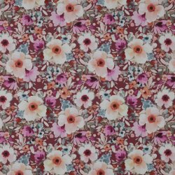 Baumwollpopeline Digital Blumen - malve