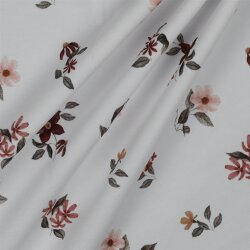Baumwolljersey Digital Organic Blumen - weiß
