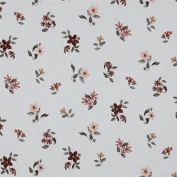 Baumwolljersey Digital Organic Blumen - weiß