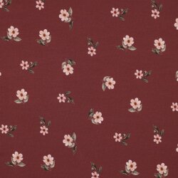 Baumwolljersey Digital Organic Blumen - rubinrot
