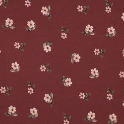 Baumwolljersey Digital Organic Blumen - rubinrot