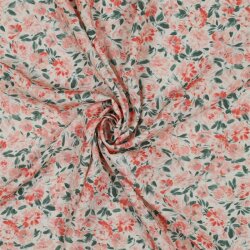 Viskose Popeline Rosen - creme/koralle