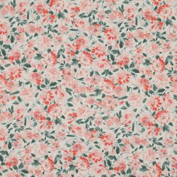Viskose Popeline Rosen - creme/koralle