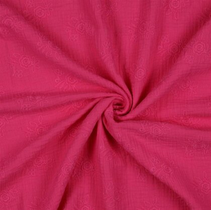 Musselin Bestickt Blumen - fuchsia