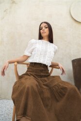 Cordstoff mit Bübbelchen Uni - dunkeloliv