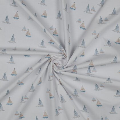 Baumwolljersey Digital Organic BOAT - weiß