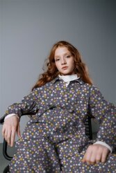 Feincord kleine Blumen - malve