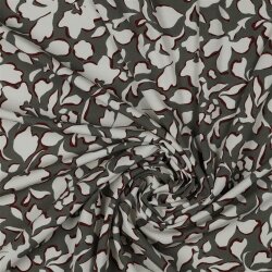 Viskose Popeline Stretch große Blumen - taupe