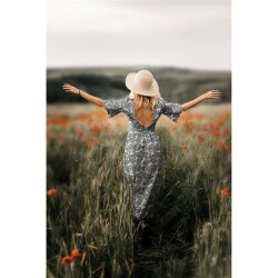 Baumwollpopeline Digital ZauberBlumen - altrot
