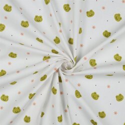 Baumwollpopeline Organic Frösche - weiß