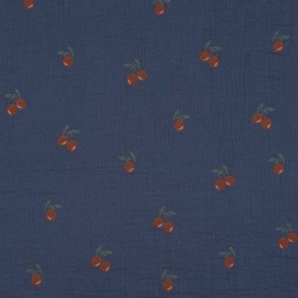 Musselin ORANGE - jeansblau