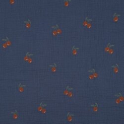 Musselin ORANGE - jeansblau