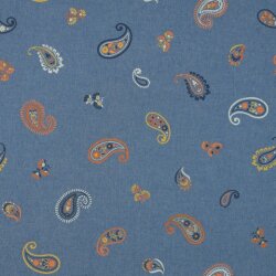 Jeansstoff Paisley - schattenblau