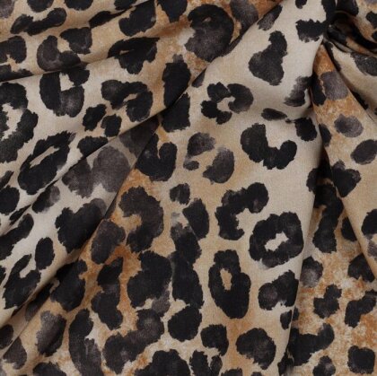 Viskose Popeline Digital Leopard - hellsand