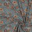 Baumwolljersey  Blumen - rauchblau