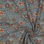 Baumwolljersey  Blumen - rauchblau