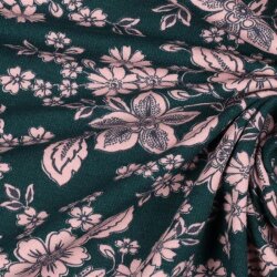Ganzjahressweat Soft Blumen - smaragd
