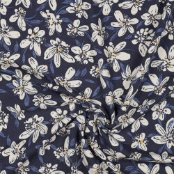 French Terry Blumen - dunkelblau