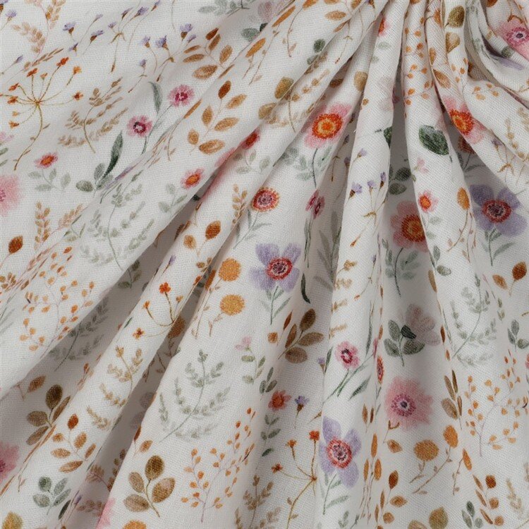 Musselin Digital Sommerwiese - weiss