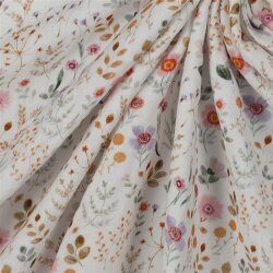 Musselin Digital Sommerwiese - weiss