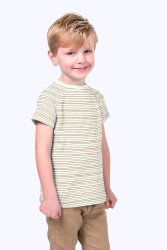 Baumwolljersey bunte Streifen- creme