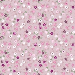 Baumwollpopeline kleine Blumen - rosa