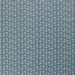 Baumwollpopeline Palmen - jeansblau