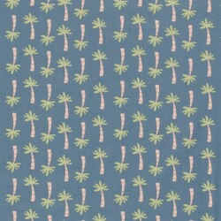 Baumwollpopeline Palmen - jeansblau