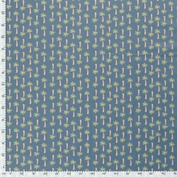 Baumwollpopeline Palmen - jeansblau