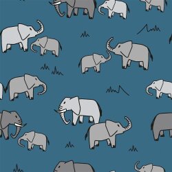 Baumwollpopeline Elephant - jeansblau