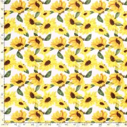 Baumwollpopeline Sonnenblumen - hellgelb