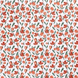 Baumwollpopeline rote Tulpen - weiss