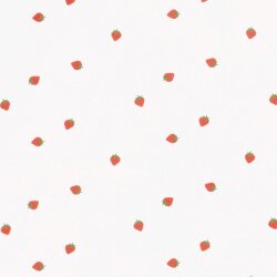 Baumwollpopeline rote Erdbeeren - weiss