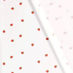 Baumwollpopeline rote Erdbeeren - weiss