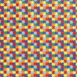 Baumwollpopeline buntes Puzzle - rot