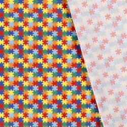 Baumwollpopeline buntes Puzzle - rot